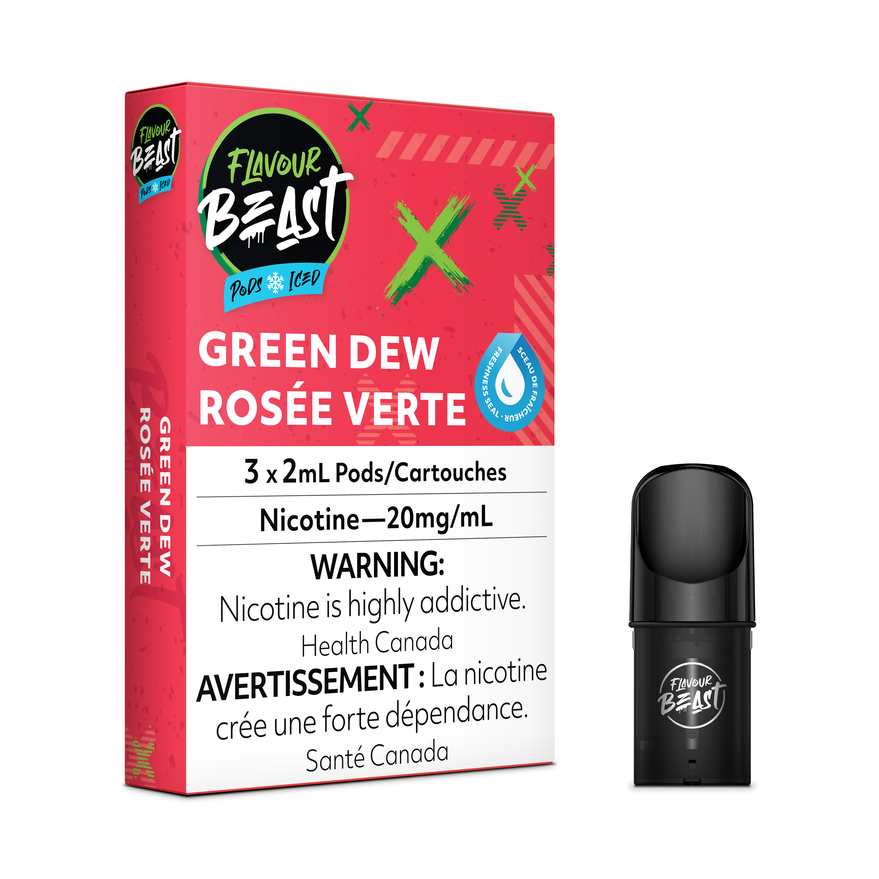 Flavour Beast Flow Pods - Green Dew Iced (Gnarly Green D) (Compatible With STLTH) (FEDERAL)