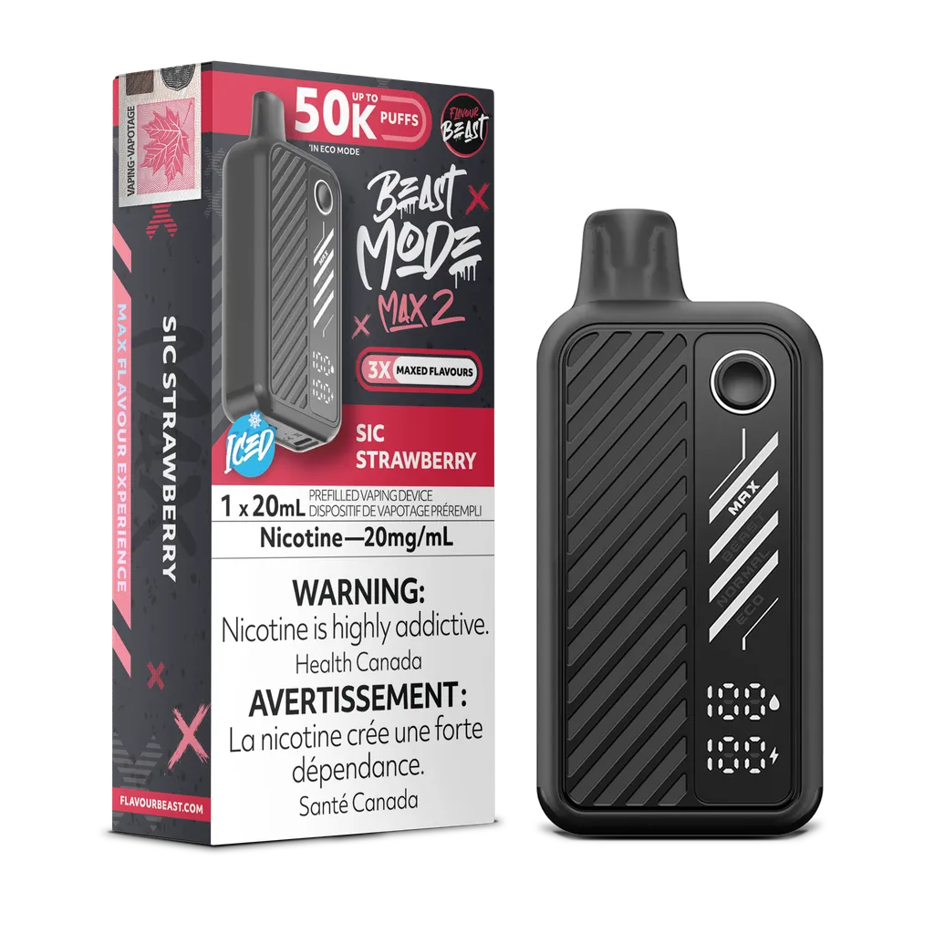 Sic Strawberry Iced Flavour Beast Mode Max 2 - Disposable 50K