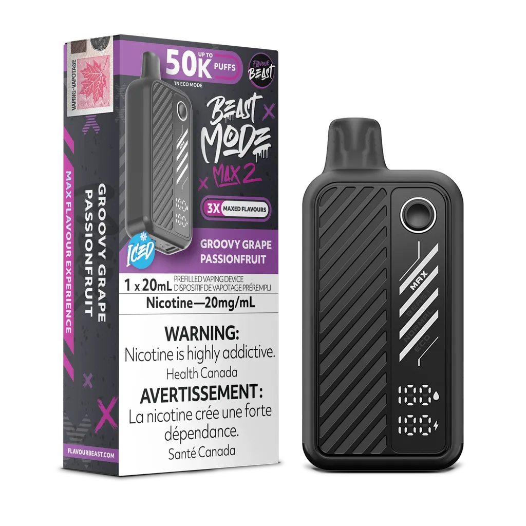 Groovy Grape Passionfruit (Iced) Flavour Beast Mode Max 2 - Disposable 50K