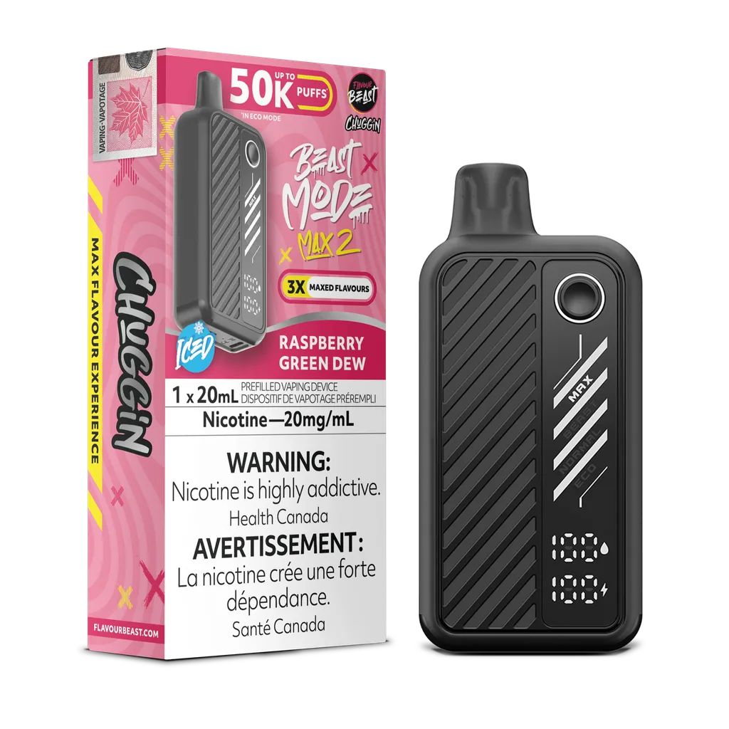 Raspberry Green Dew Iced Flavour Beast Mode Max 2 - Disposable 50K