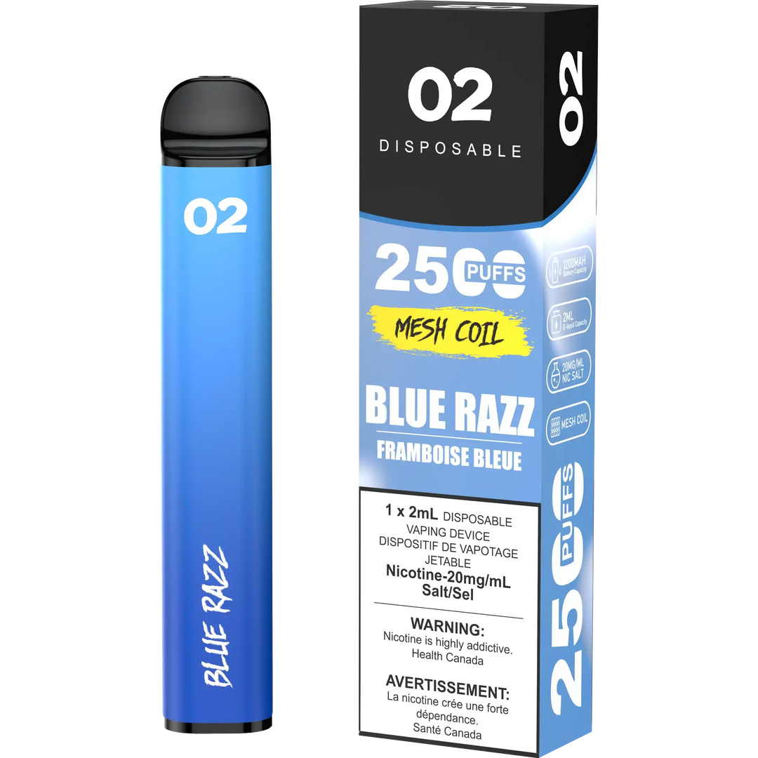 Blue Razz O2 - Disposable 2.5K