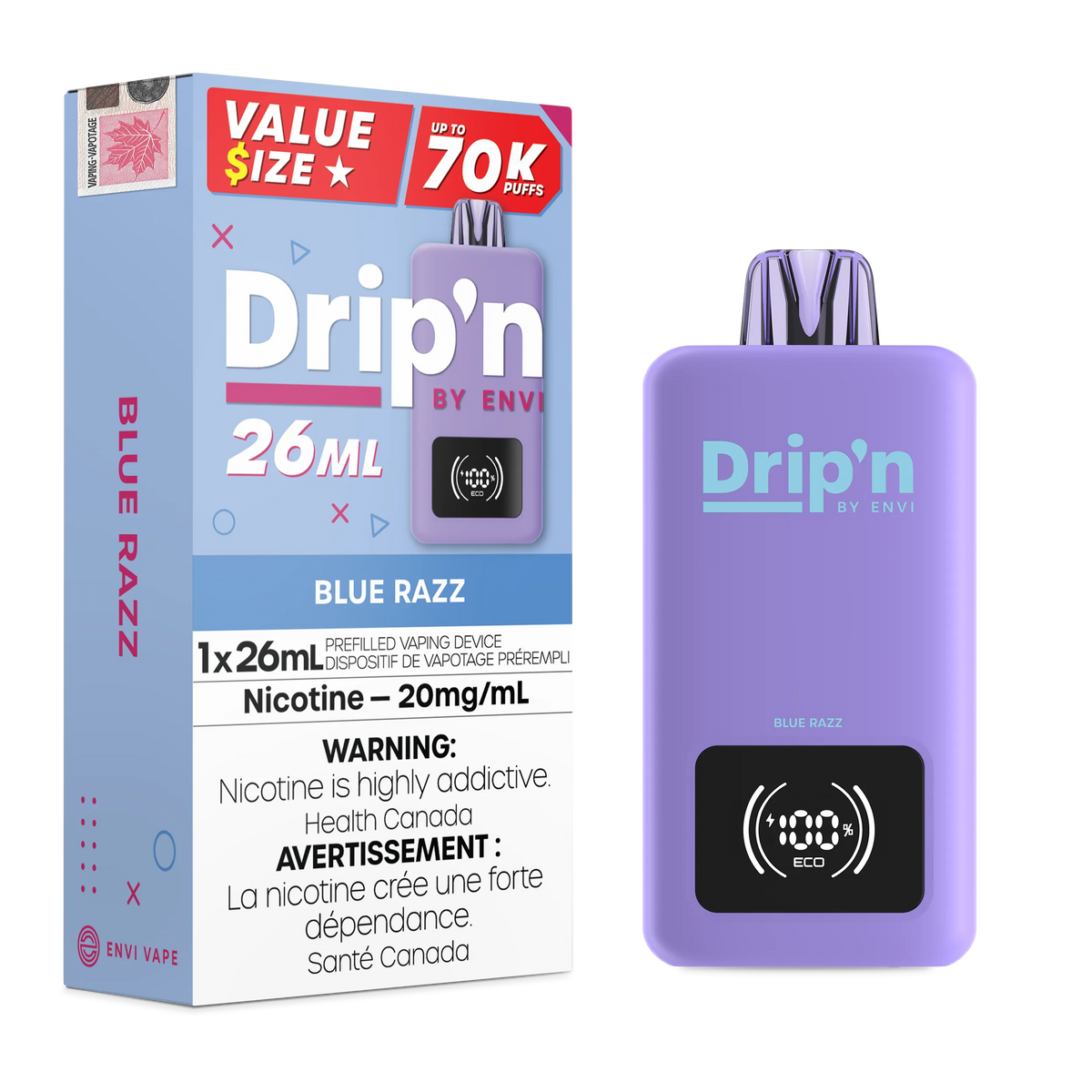 Blue Razz Drip'n 26mL 70K | 70,000 Puffs, 20 | VIP Vape