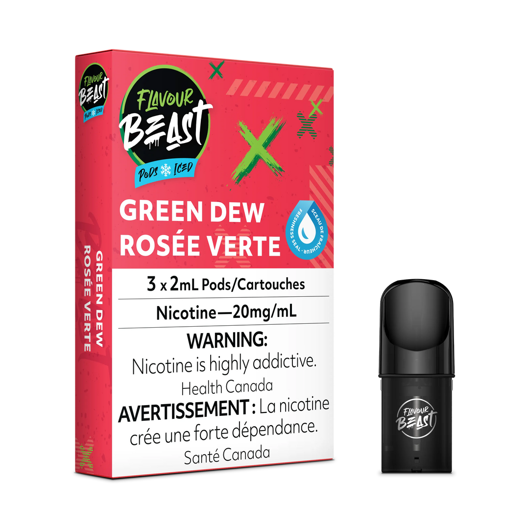 Flavour Beast Flow Pods - Green Dew Iced (Gnarly Green D) (Compatible With STLTH)