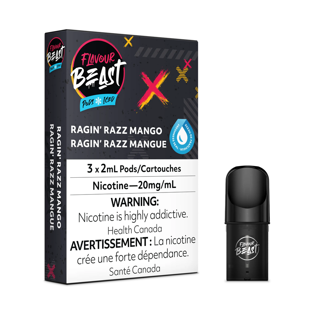 Flavour Beast Flow Pods - Ragin' Razz Mango Iced (Compatible With STLTH)