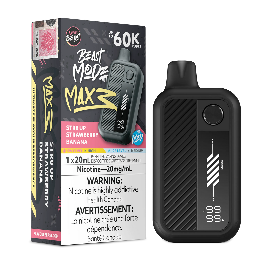 STR8 UP Strawberry Banana Iced Flavour Beast Mode Max 3 - Disposable Vape 60K by FLAVOUR BEAST