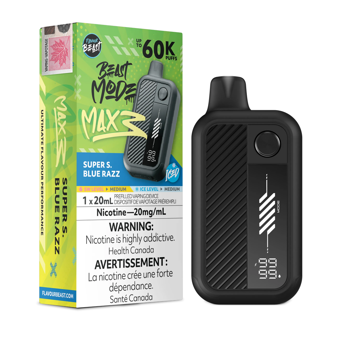 Super S. Blue Razz Iced Flavour Beast Mode Max 3 - Disposable Vape 60K by FLAVOUR BEAST