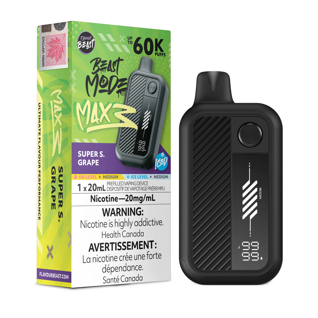 Super S. Grape Iced Flavour Beast Mode Max 3 - Disposable Vape 60K by FLAVOUR BEAST