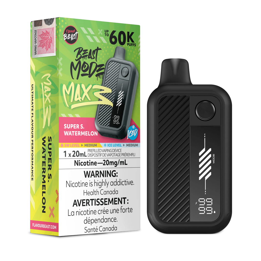 Super S. Watermelon Iced Flavour Beast Mode Max 3 - Disposable Vape 60K by FLAVOUR BEAST