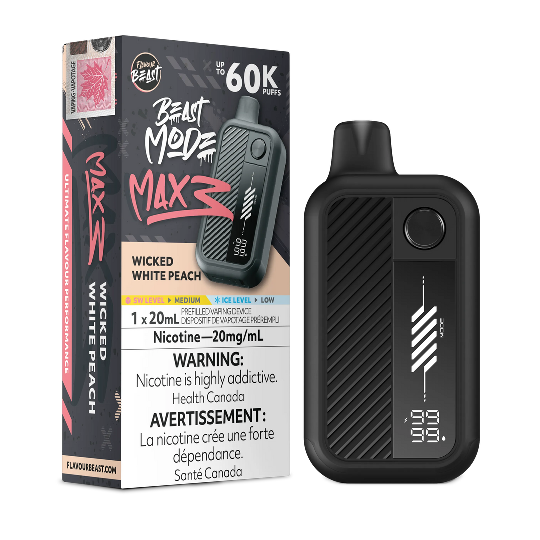 Wicked White Peach Flavour Beast Mode Max 3 - Disposable Vape 60K by FLAVOUR BEAST