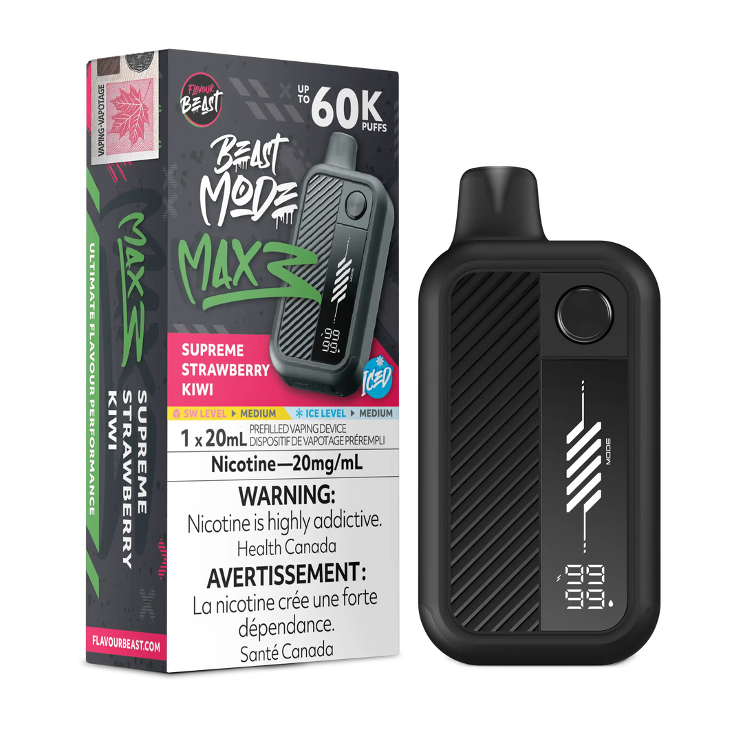 supreme disposable vape Supreme Strawberry Kiwi Iced Flavour Mode Max 3
