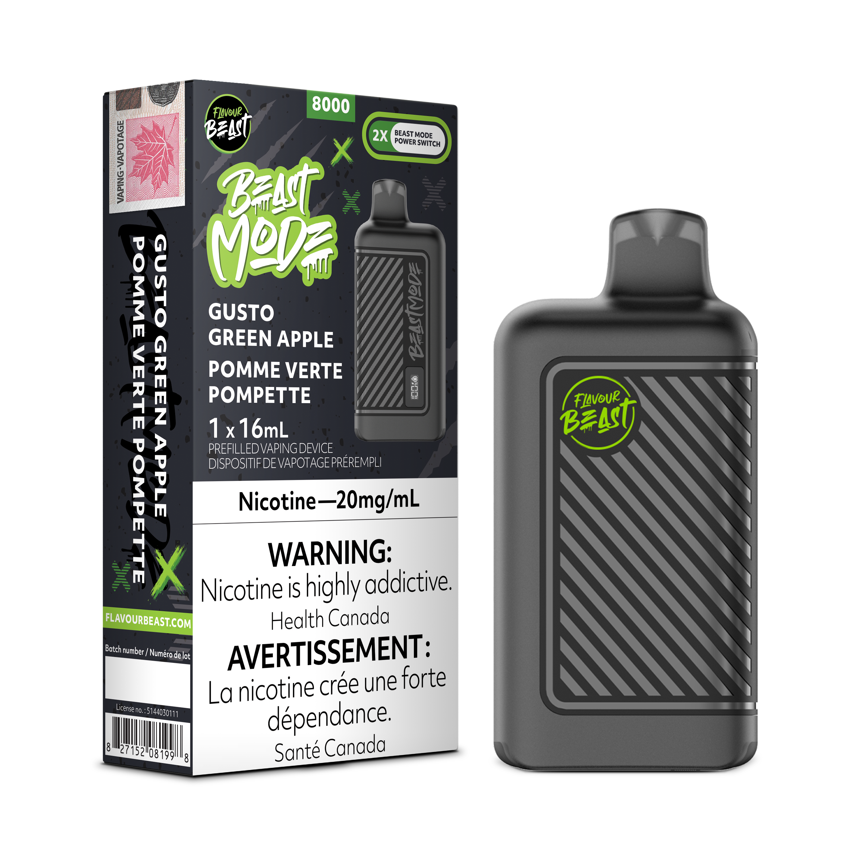 Flavour Beast Mode - Disposable E-Cig (PROVINCIAL) (8000 Puffs)