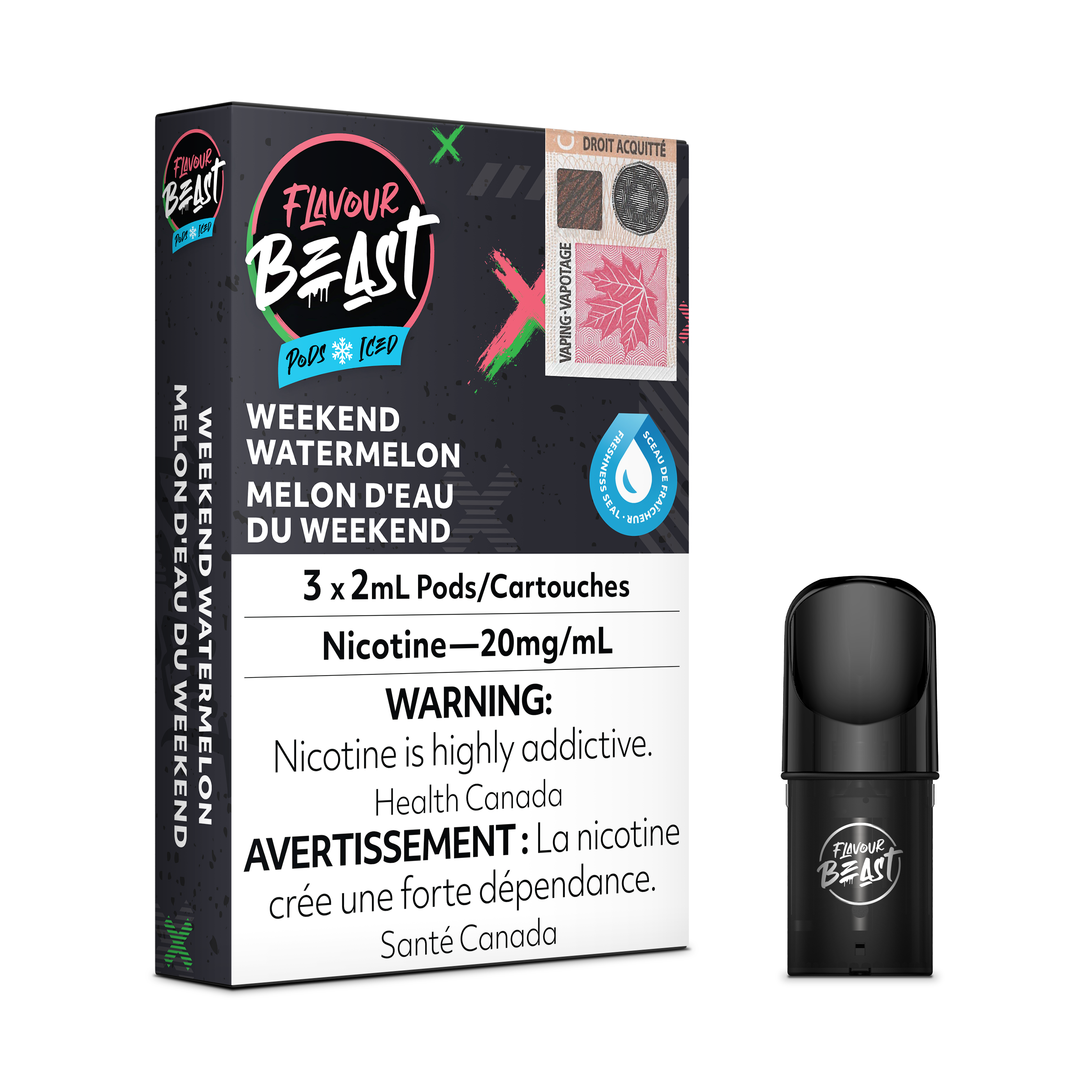 Flavour Beast Flow Pods - Weekend Watermelon Iced (Compatible With STLTH) (FEDERAL)