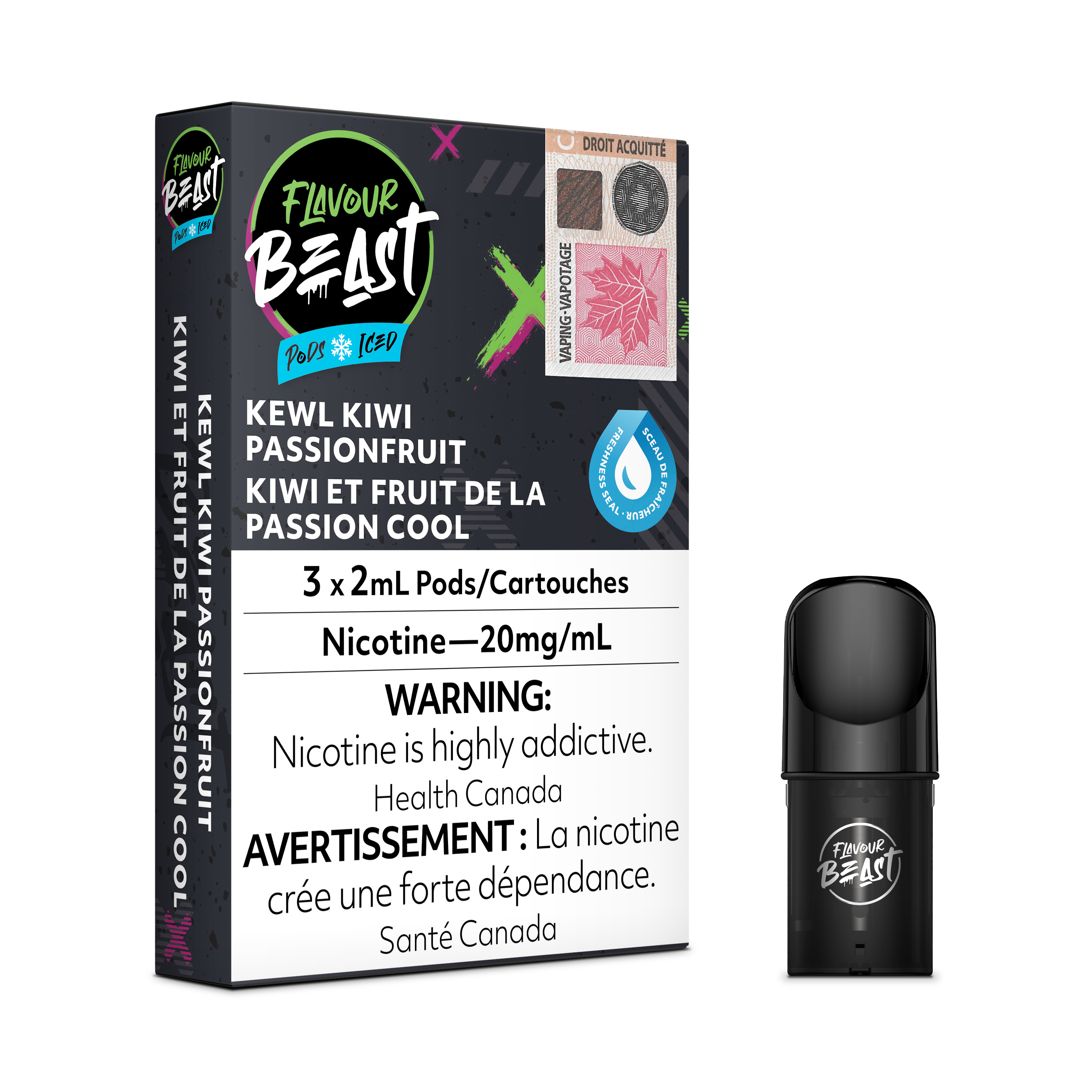 Flavour Beast Flow Pods - Kewl Kiwi Passionfruit Iced (Compatible With STLTH) (FEDERAL)