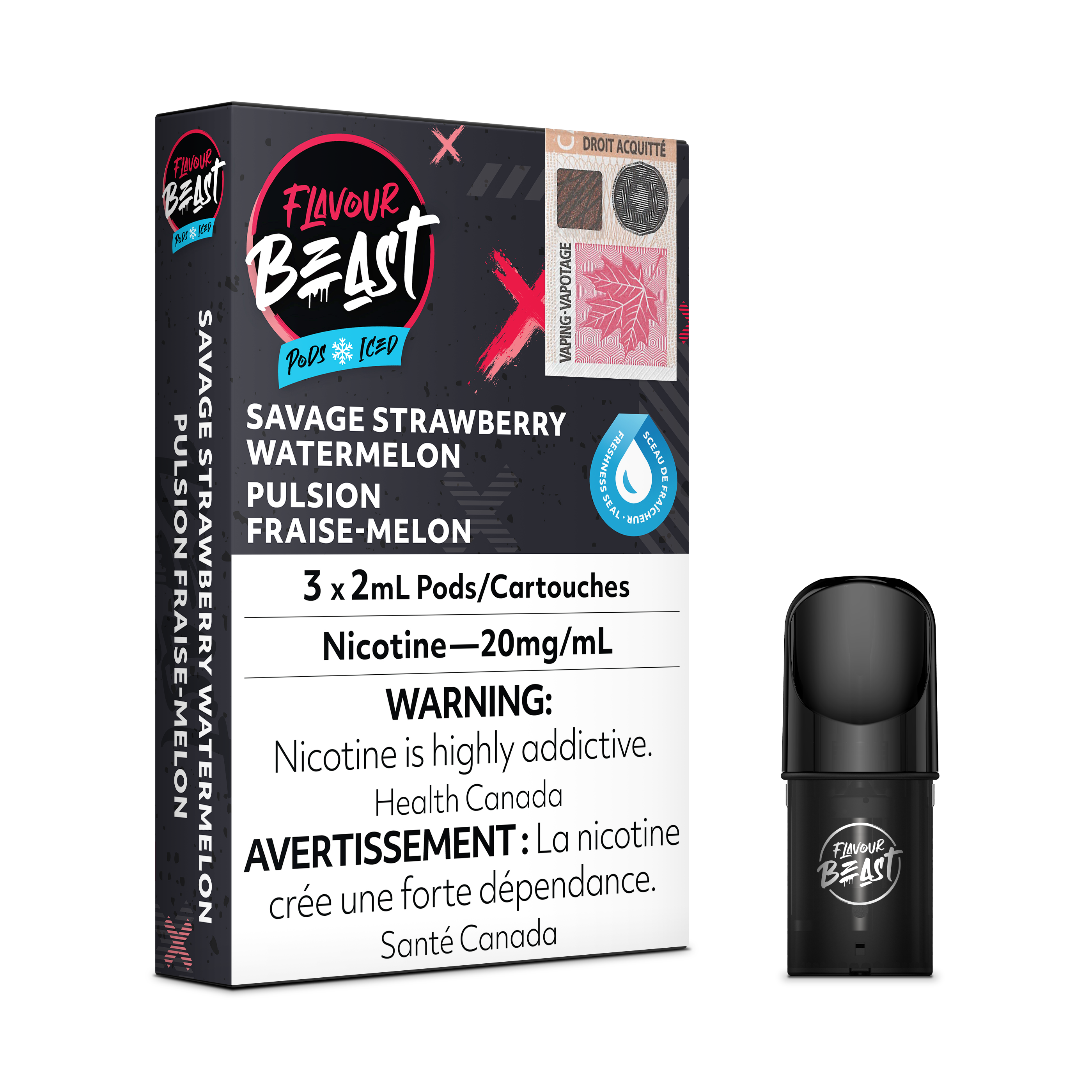 Flavour Beast Flow Pods - Savage Strawberry Watermelon Iced(Compatible With STLTH) (FEDERAL)