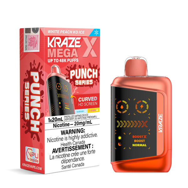 White Peach KO Ice Kraze Mega X - Disposable 48K | VIP Vape
