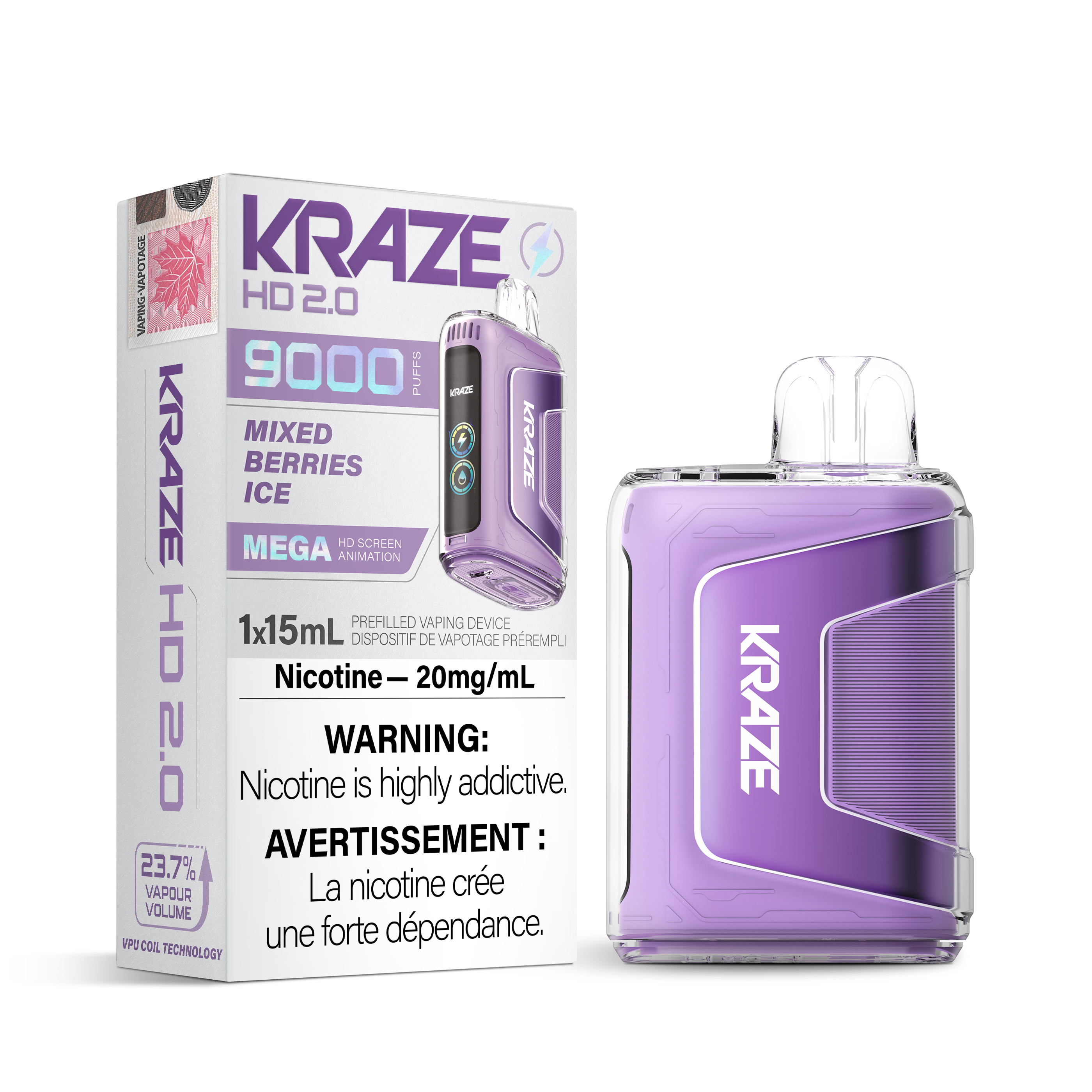 Kraze HD 2.0 - Disposable E-Cig (9000 Puffs) (FEDERAL)
