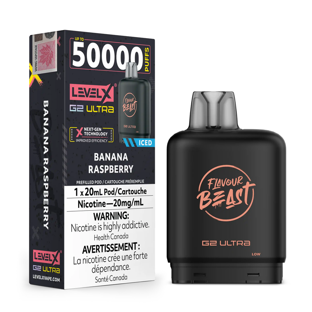 Banana Raspberry Iced by Level X Flavour Beast G2 Ultra 50K