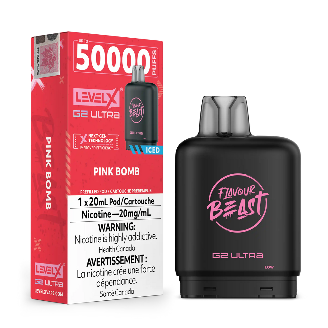 Pink Bomb Iced by Level X Flavour Beast G2 Ultra 50K