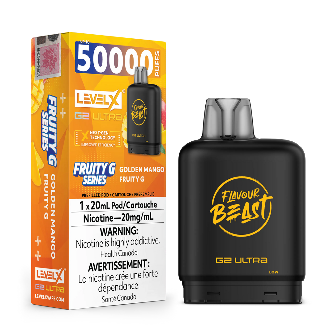 Golden Mango Fruity G by Level X Flavour Beast G2 Ultra 50K by LEVEL X BY FLAVOUR BEAST