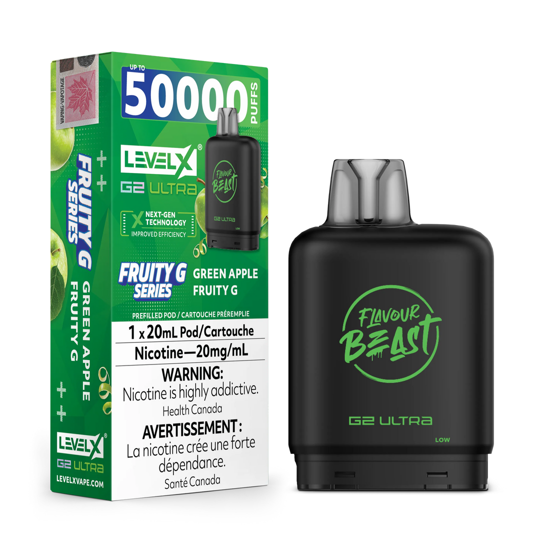 Green Apple Fruity G by Level X Flavour Beast G2 Ultra 50K by LEVEL X BY FLAVOUR BEAST