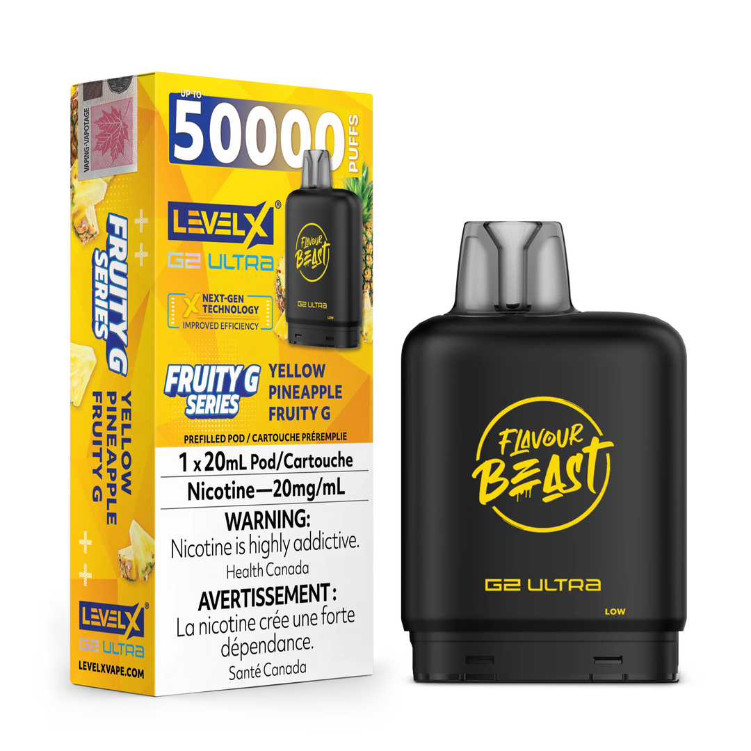 Yellow Pineapple Fruity G by Level X Flavour Beast G2 Ultra 50K by LEVEL X BY FLAVOUR BEAST