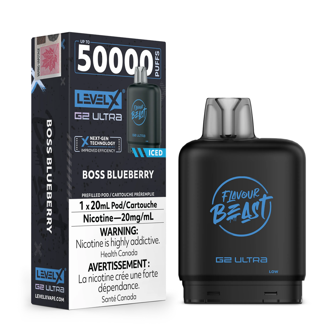 Boss Blueberry Iced by Level X Flavour Beast G2 Ultra 50K by LEVEL X BY FLAVOUR BEAST
