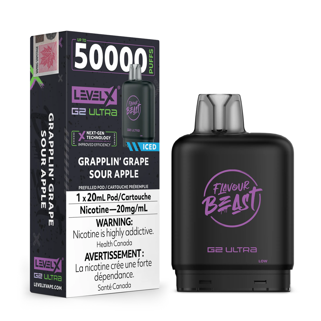 Grapplin’ Grape Sour Apple Iced by Level X Flavour Beast G2 Ultra 50K by LEVEL X BY FLAVOUR BEAST