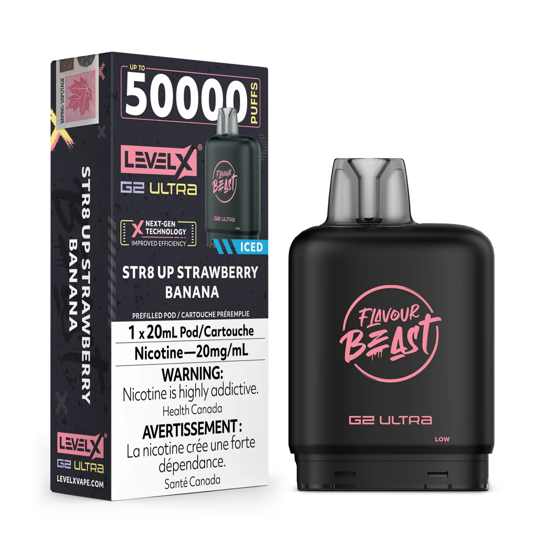 STR8 UP Strawberry Banana Iced by Level X Flavour Beast G2 Ultra 50K by LEVEL X BY FLAVOUR BEAST