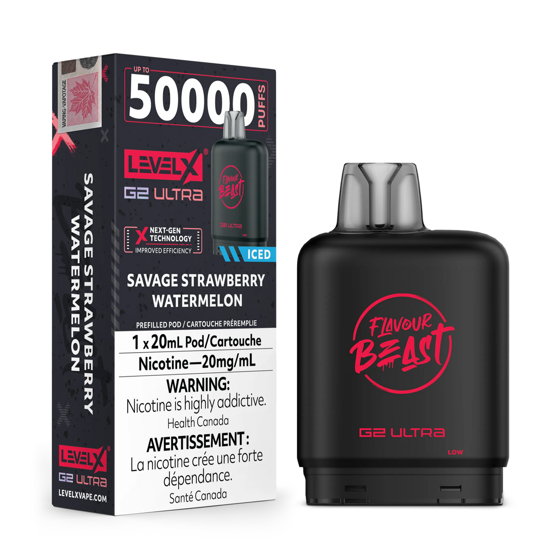 Savage Strawberry Watermelon Iced by Level X Flavour Beast G2 Ultra 50K by LEVEL X BY FLAVOUR BEAST