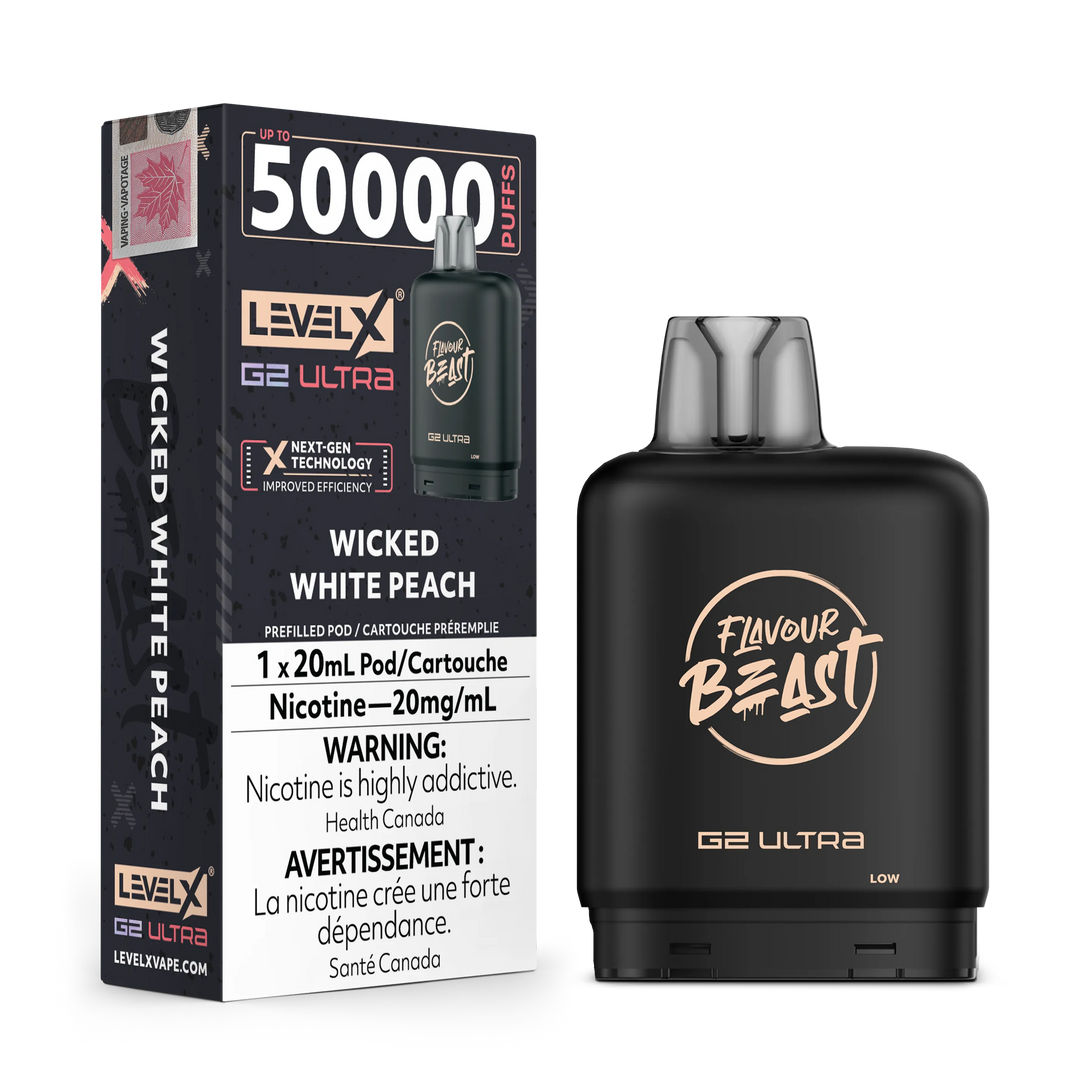 Wicked White Peach by Level X Flavour Beast G2 Ultra 50K by LEVEL X BY FLAVOUR BEAST