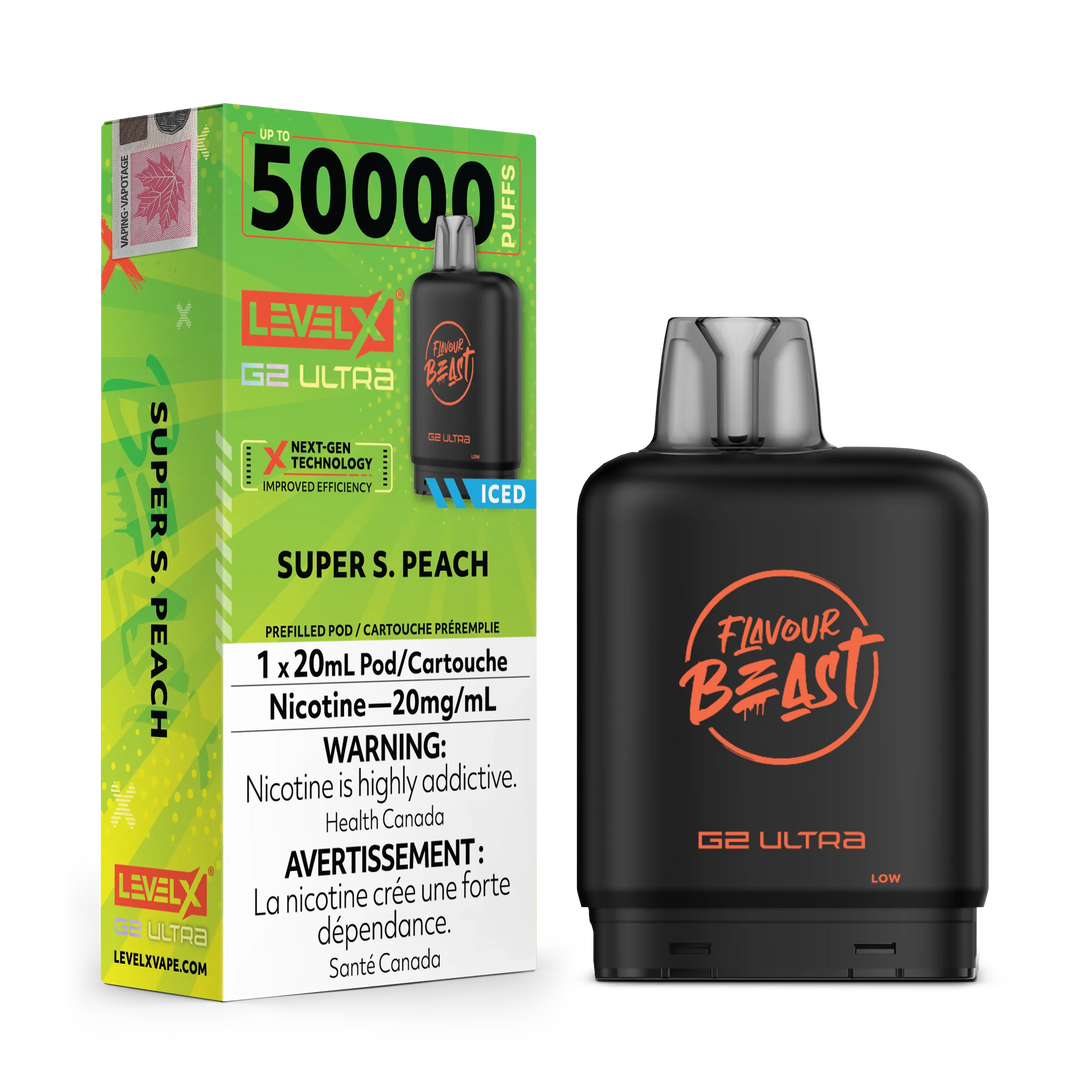 Super S. Peach Iced by Level X Flavour Beast G2 Ultra 50K by LEVEL X BY FLAVOUR BEAST