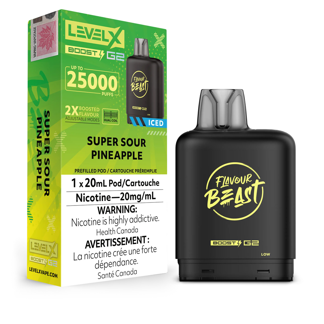 Super Sour Pineapple (Iced) Flavour Beast Boost G2 Pods 25K by LEVEL X BY FLAVOUR BEAST