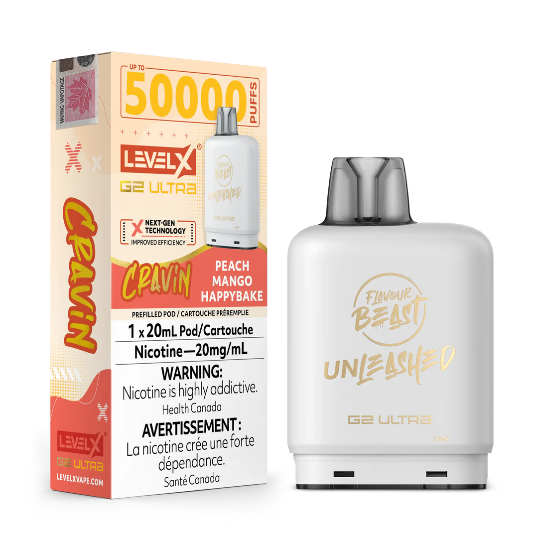 Cravin' Peach Mango Happybake by Level X Flavour Beast Unleashed G2 Ultra 50K