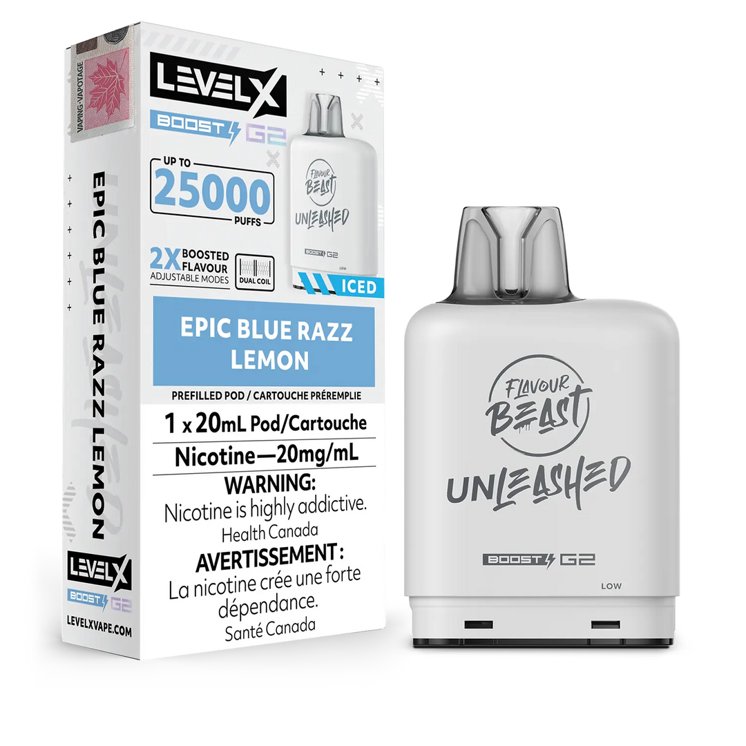 Epic Blue Razz Lemon Flavour Beast Boost G2 Unleashed Pods 25K