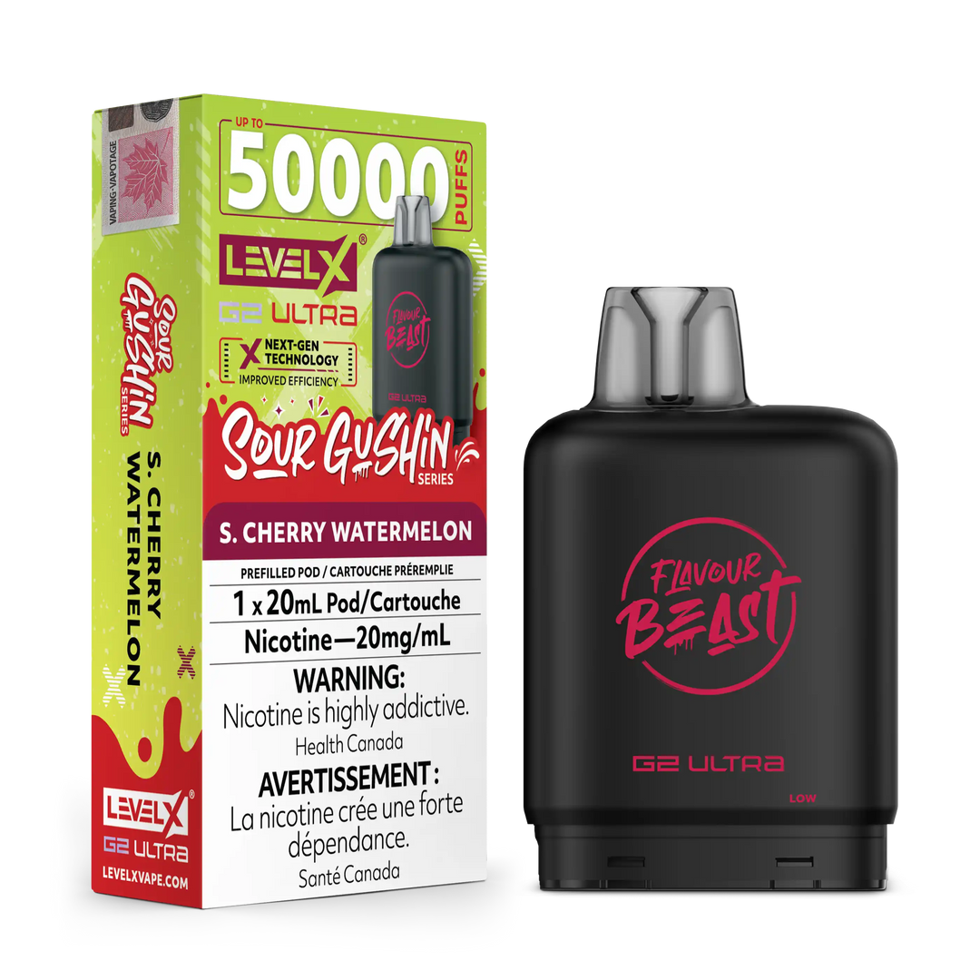 Sour Gushin Cherry Watermelon by Level X Flavour Beast G2 Ultra 50K