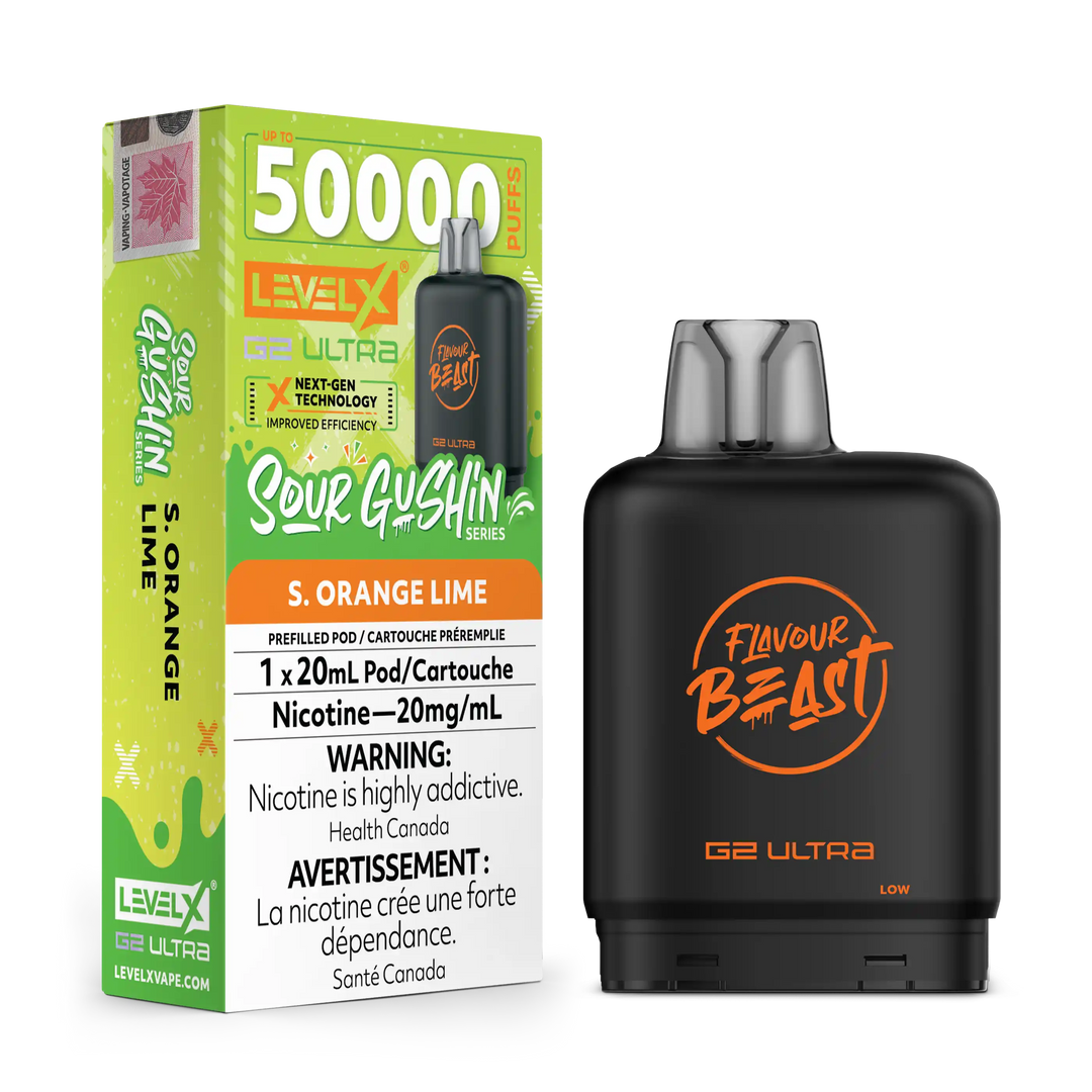 Sour Gushin Orange Lime by Level X Flavour Beast G2 Ultra 50K