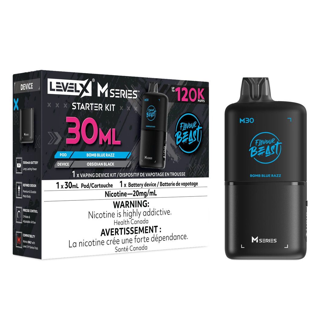 Bomb Blue Razz Level X M Series Starter Kit 30mL 120K Pod