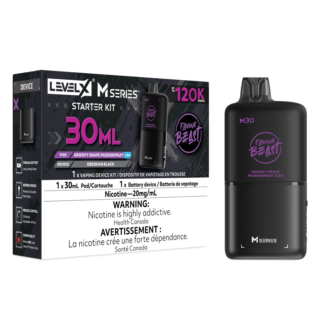 Groovy Grape Passionfruit Iced Level X M Series Starter Kit 30mL 120K Pod