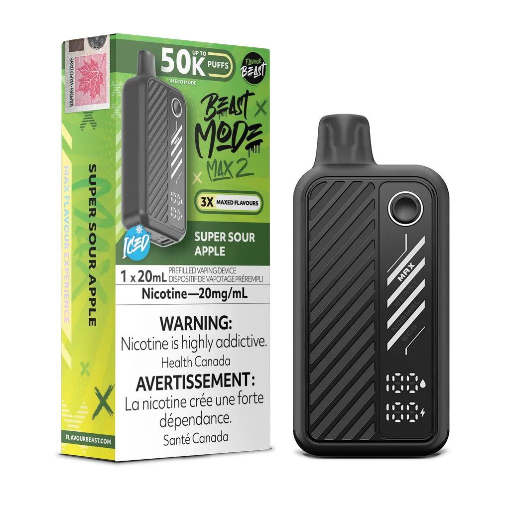 Super Sour Apple Iced Flavour Beast Mode Max 2 - Disposable 50K