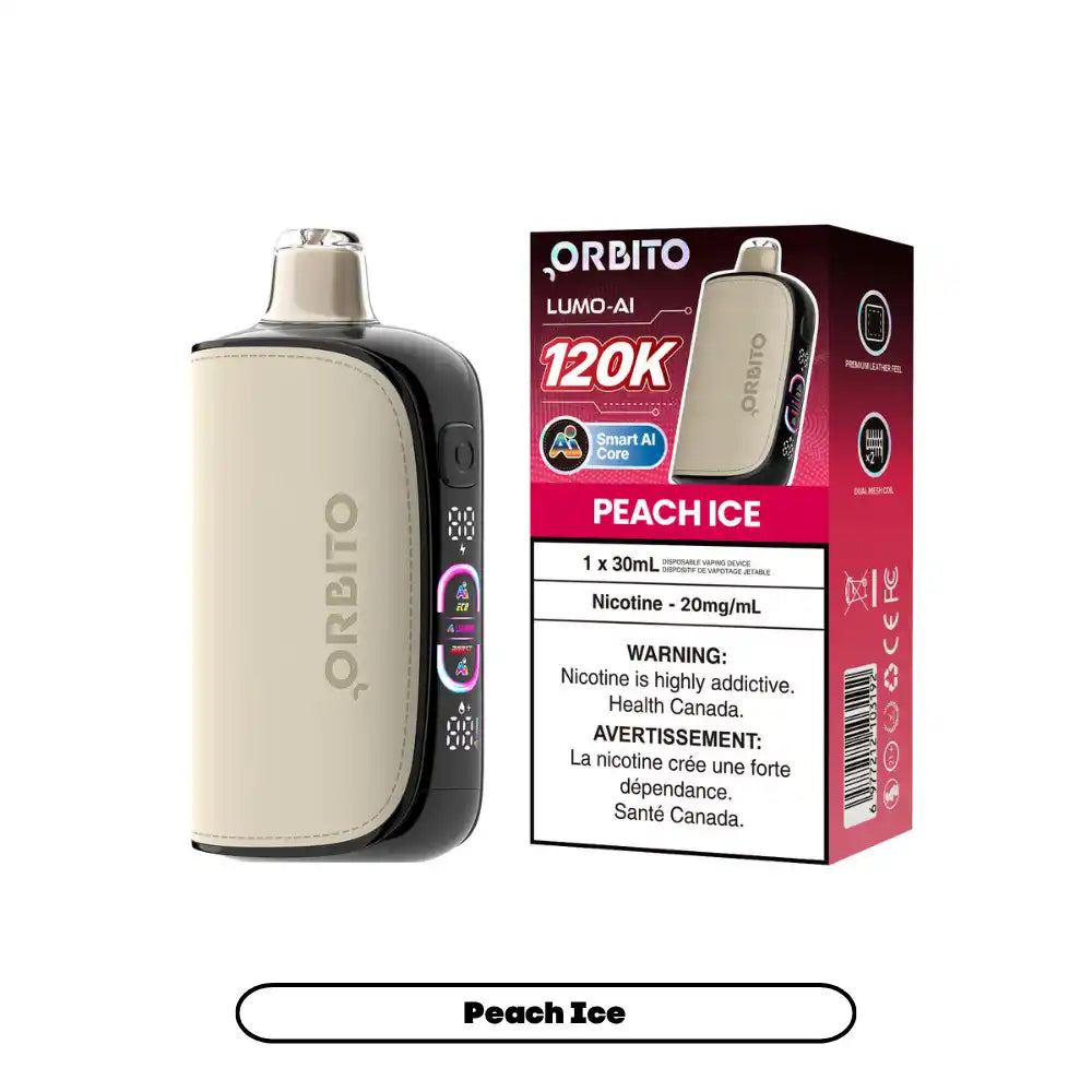 Peach Ice Orbito Lumo AI 30mL - Disposable Vape 120K