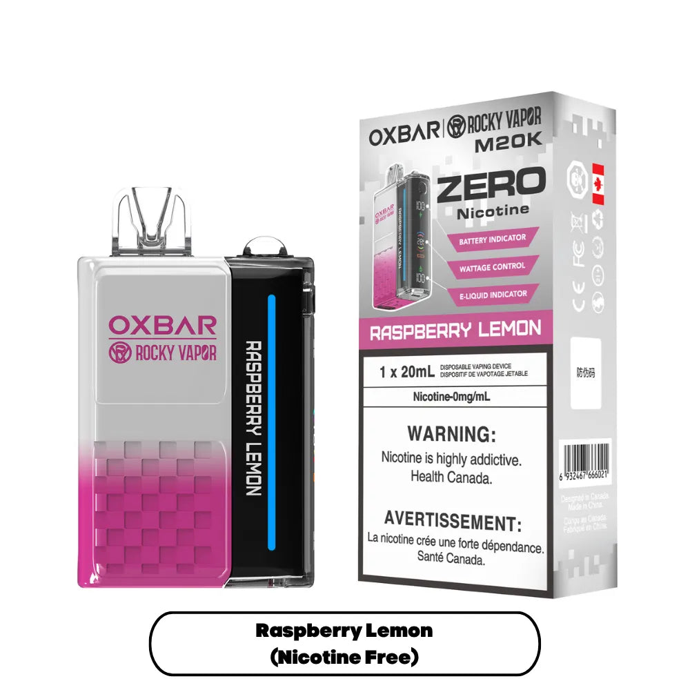 Raspberry Lemon Oxbar M20K - Nicotine Free Disposable 20K