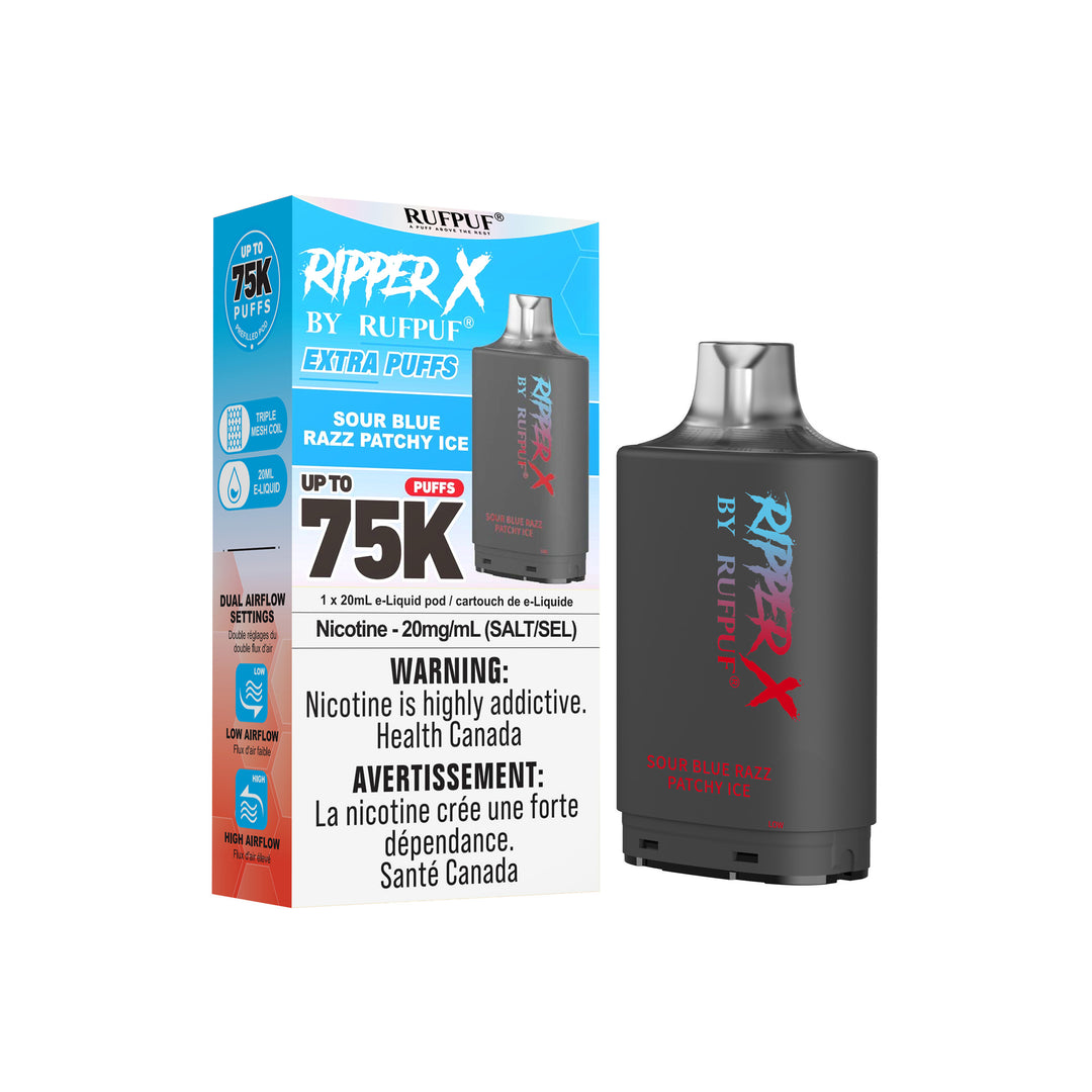 Sour Blue razz Patchy ice Rufpuf Ripper X Pods 75,000 Puffs | VIP V VIP Vape Sour Blue razz Patchy ice Rufpuf Ripper X Pods 75,000 Puffs | VIP V VIP Vape