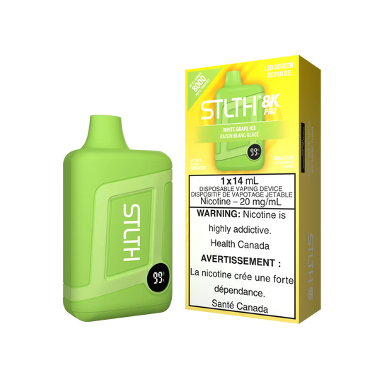 Stlth 8K Pro Raisin Blanc Glacé - Vape Jetable