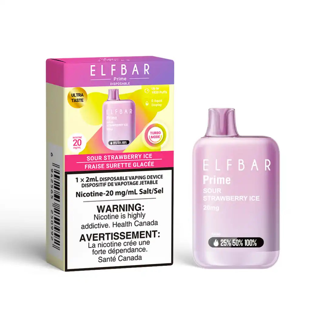 Sour Strawberry Ice ELF Bar Prime 1800 - Disposable