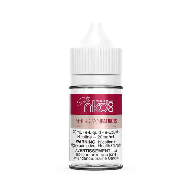 Naked 100 Salt American Patriots 30mL e-liquid bottle with white cap and red label.