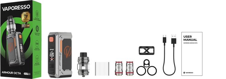 Vaporesso ARMOUR OCTA 220W Starter Kit 6mL [CRC] - package contents