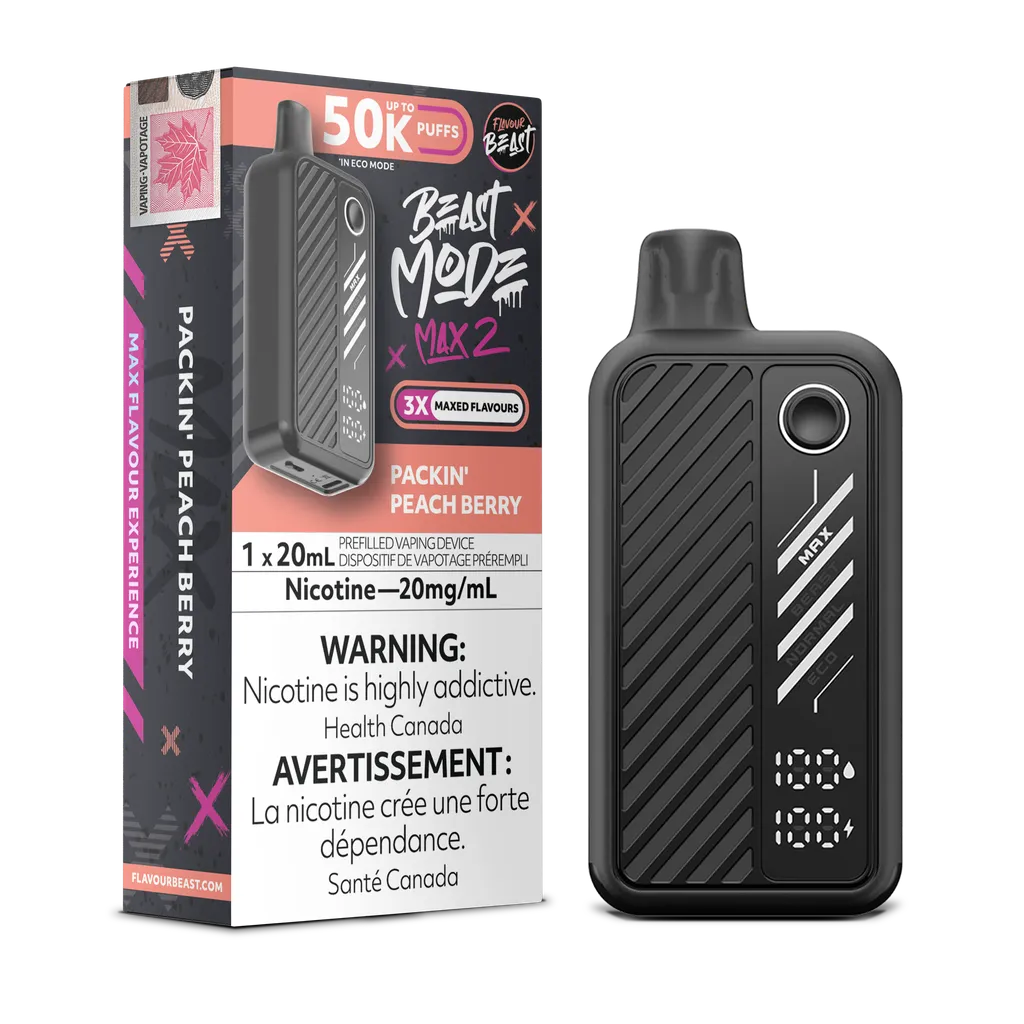 Packin' Peach Berry Flavour Beast Mode Max 2 - Disposable 50K