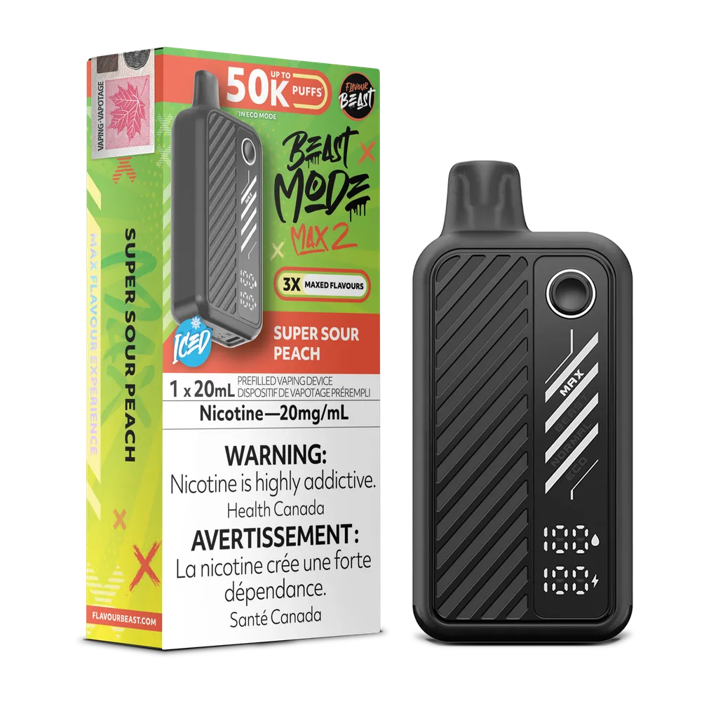Super Sour Peach Iced Flavour Beast Mode Max 2 - Disposable 50K
