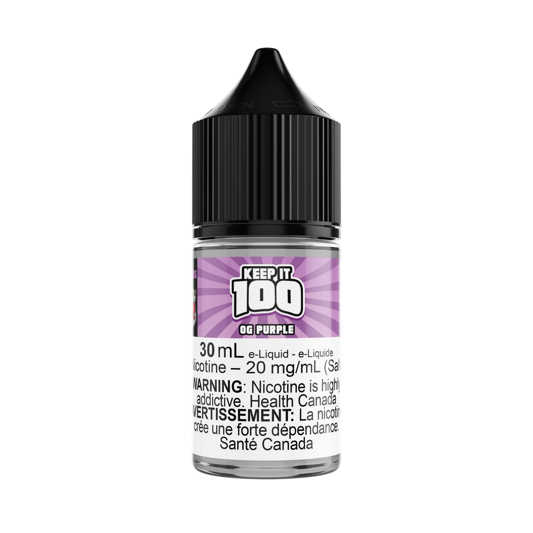 OG Purple by Keep It 100 Salt 30mL e-liquid bottle