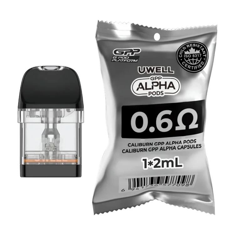 Uwell Caliburn GPP Alpha 0.6 ohm pod with retail pouch